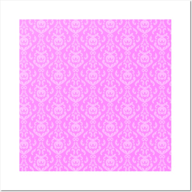 Retro Pink Damask Pattern Wall Art by E